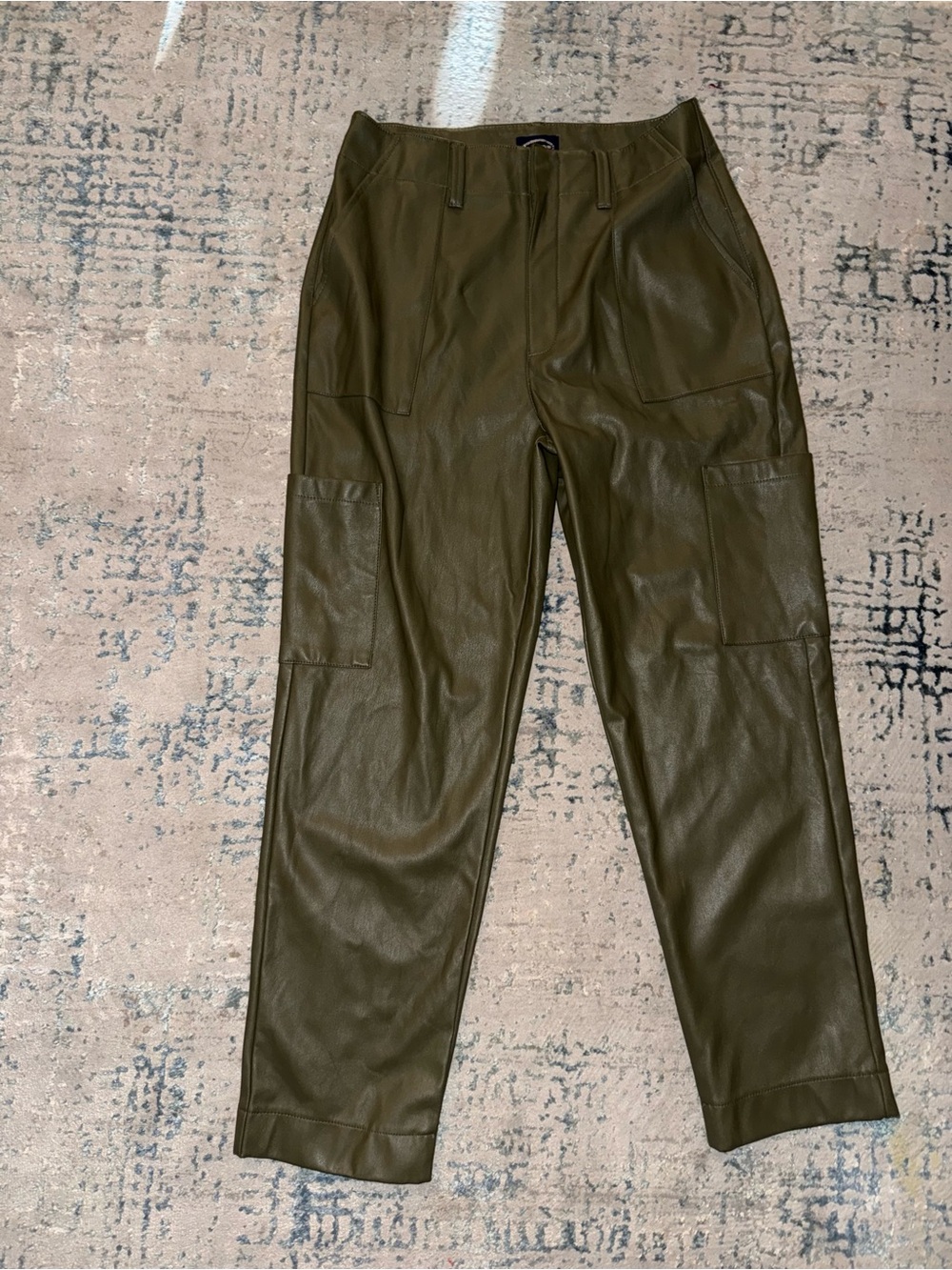 Scoop Leather-Look Olive Green Men's Cargo Pants